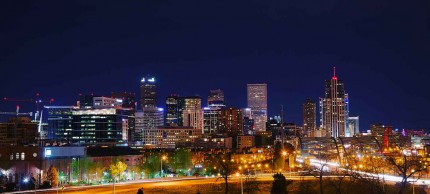 Denver city skyline at night