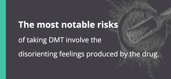The most notable risks of taking DMT involve the disorienting feelings produced by the drug.